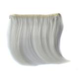 Color Gradient Invisible Seamless Hair Extension Wig Piece Straight Hair Piece Color Bangs Hair Piece (White)