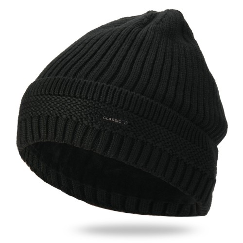 Knit Hat Plus Velvet Warm Double-Layer Beanie Cap Men Woman Earmuffs Ski Skullcap
