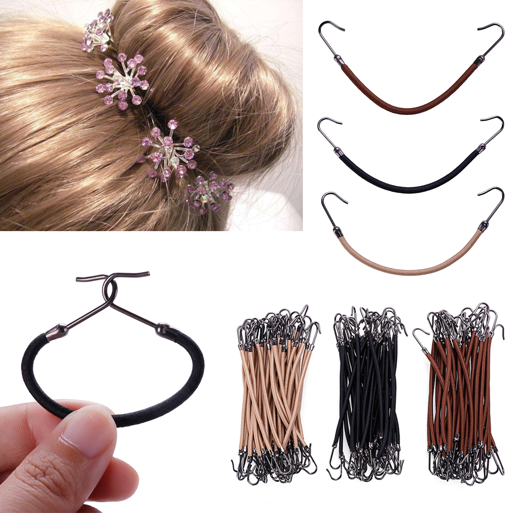 Women Elastic Hair Bands Gum Hook Ponytail Clip Holder Rubber Braids Hair Thick/Curly/Unruly Hair Styling Tools Hair Accessories