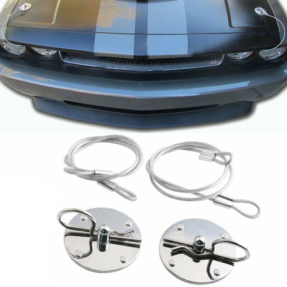 Yctze Stainless Steel Hood Pin Clip Engine Hood Pin Plate Bonnet Lock Clip Kit Car Hood Pin Lock Kit Modified Accessory