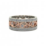 Women’s Silver 18K Rose Gold Floral Crystal Diamond Zircon Ring Bridal Engagement Wedding Ring