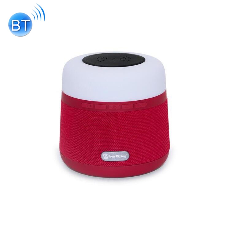 NewRixing NR-3500 Multi-function Atmosphere Light Wireless Charging Bluetooth Speaker with Hands-free Call Function, Support TF Card & USB & FM & AUX (Red)