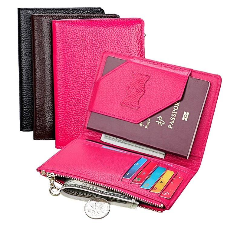1005 Antimagnetic RFID Multifunctional Litchi Texture Women Large Capacity Passport Hand Wallet with Card Slots (Black)
