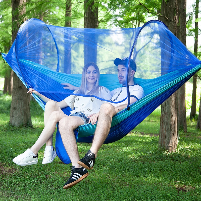 Portable Outdoor Camping Full-automatic Nylon Parachute Hammock with Mosquito Nets, Size: 290x140cm (Camouflage)