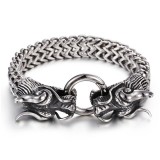 Cool Heavy Stainless Steel Silver Dragon Head Cuff Bangle Men’s Bracelet