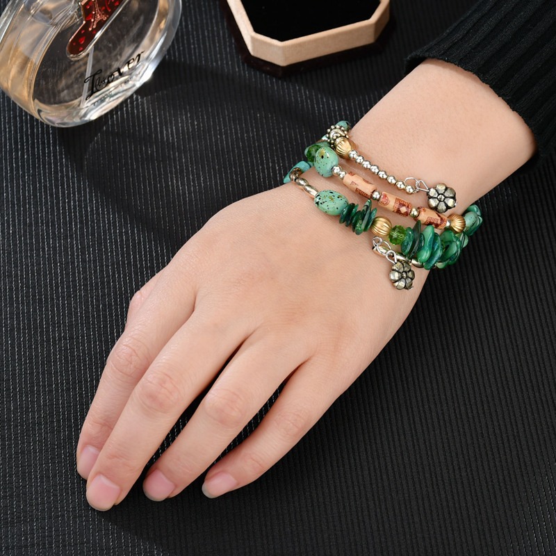 Retro Turquoise Winding Bracelet Multi-Layer Natural Stone Bracelet For Men Women