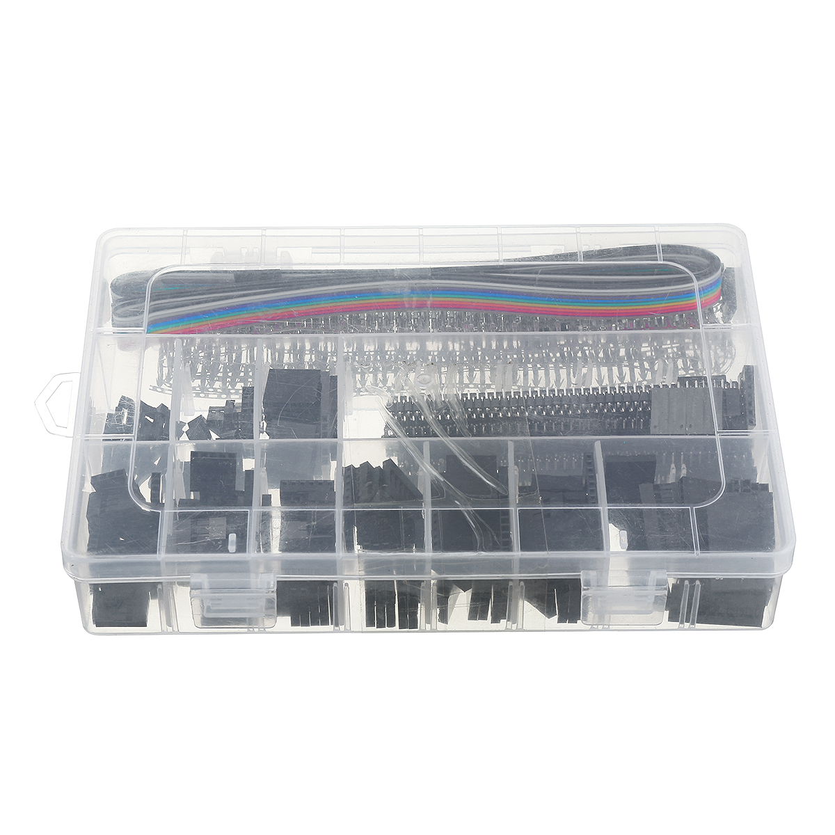 635Pcs Dupont Connector Housing Male/Female Pin Connector 40 Pin 2.54mm Pitch Pin Headers and 10 Wire Rainbow Color Flat Ribbon IDC Wire Cable Assortment Kit