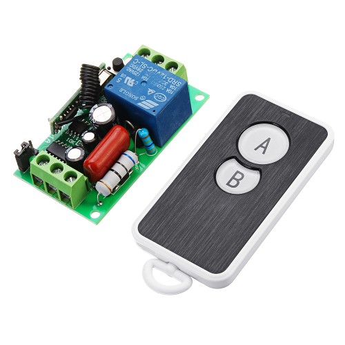 433MHz AC220V 1 Channel Wireless Remote Control Switch Module Learning Code 1CH Relay Module with Waterproof 2 Key Transmitter