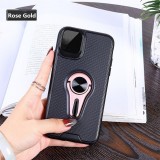Non-slip Y-shaped TPU Mobile Phone Case with Rotating Car Bracket for iPhone 11 Pro (Rose Gold)