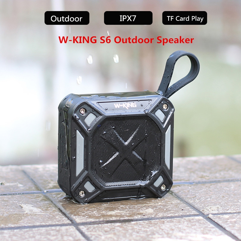 W-King S6 Portable Bluetooth Speaker Waterproof Wireless Music Speaker Radio Box Anti-drop Outdoor Bicycle TF card Loudspeakers (Black + red)