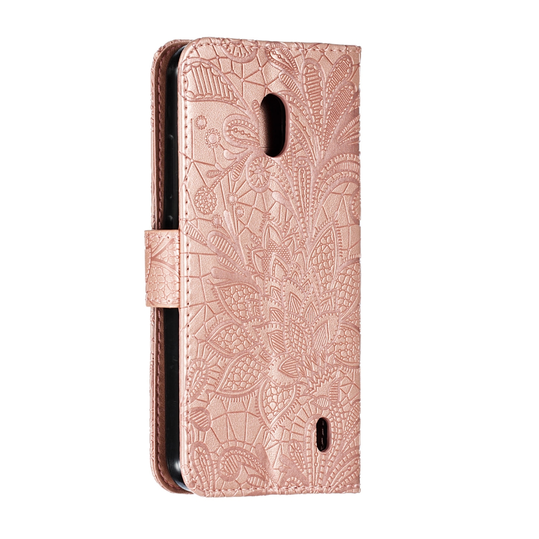 Lace Flower Embossing Pattern Horizontal Flip Leather Case for Nokia 2.2, with Holder & Card Slots & Wallet & Photo Frame & Lanyard (Rose Gold)