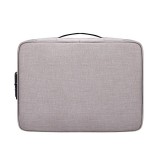 ZJ01 Waterproof Polyester Multi-layer Document Storage Bag Laptop Bag for All Sizes of Laptops, with Password Lock (Grey)