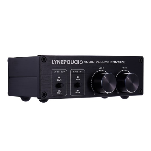 2 In and 2 Out Switcher Volume Controller, RCA signal switches to XLR balanced signal and no need for power supply. It provides RCA and XLR interfaces, independent L/R channel volume adjustment, which is suitable for devices with volume adjustment need