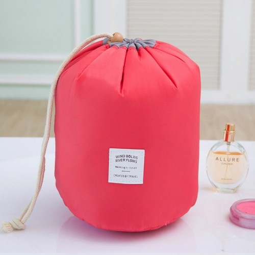 Large-capacity Cosmetic Bag Travel Suit Wash Bag Outdoor Waterproof Storage Bag Cylinder Wash Bag (Red)