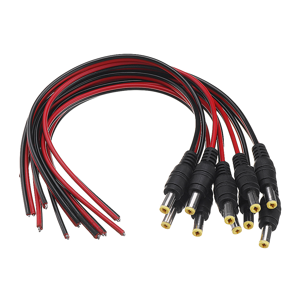 10Pcs Male Female DC Power Socket Jack Plug Wire Connector Cable CCTV DC 5.5 x 2.1mm 0.6mm 28cm Pure Copper Core