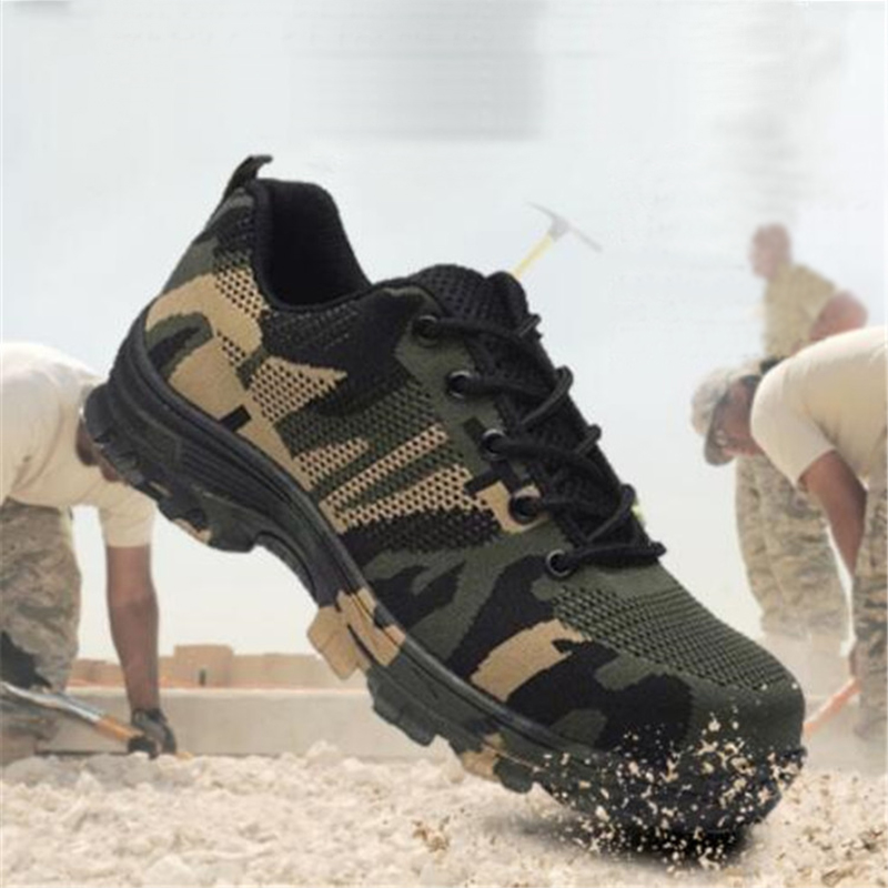 Men's Work Shoes Anti-Smashing Hard Steel Toe Safety Shoes Keep Warm Waterproof Sneakers
