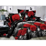 4PCS 3D Stereoscopic Rose Printed Bed Duvet Quilt Cover Pillowcase Bedding Sets