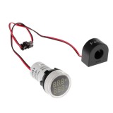 5pcs White Light 2in1 22mm AC50-500V 0-100A Amp Voltmeter Ammeter Voltage Current Meter With CT Au23