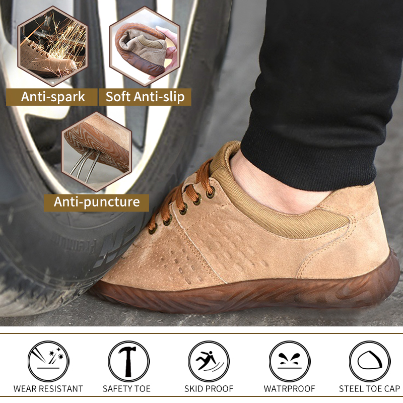 TENGOO Work Safety Shoes Flood Anti-Smashing Steel Toe Cap Hiking Camping Casual Running Shoes Working Protective Gear