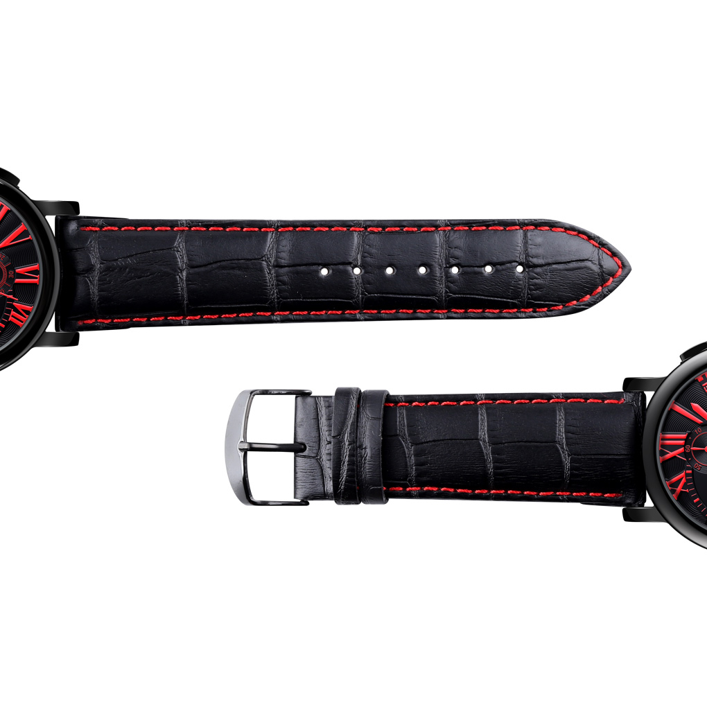 SKMEI 9196 Men Fashion Leather Strap Stopwatch Date Display Roman Numerals Sport Quartz Watch