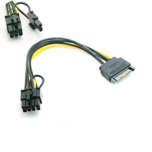 20cm 15Pin SATA Male to 8Pin Female PCI-E Graphics Card SATA Power Cable Splitter Cable