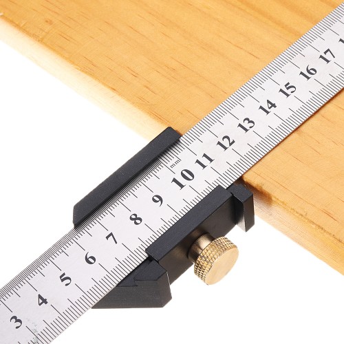 Woodworking Aluminum Alloy Metric and Inch 45 90 Degree Line Scribe Ruler Positioning Measuring Ruler 300mm Marking T-Ruler Woodworking Tool