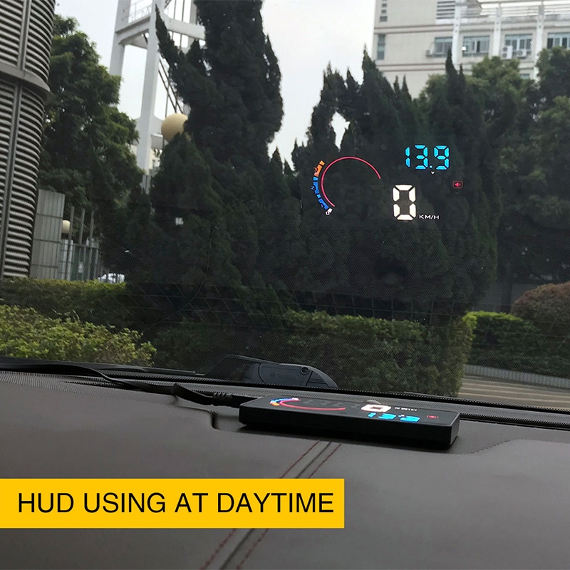 D2500 OBD2+GPS 4 inch Vehicle-mounted Head Up Display Security System, Support Car Speed / Engine Revolving Speed Display / Water Temperature / Battery Voltage / Running Speed & Direction & Distance