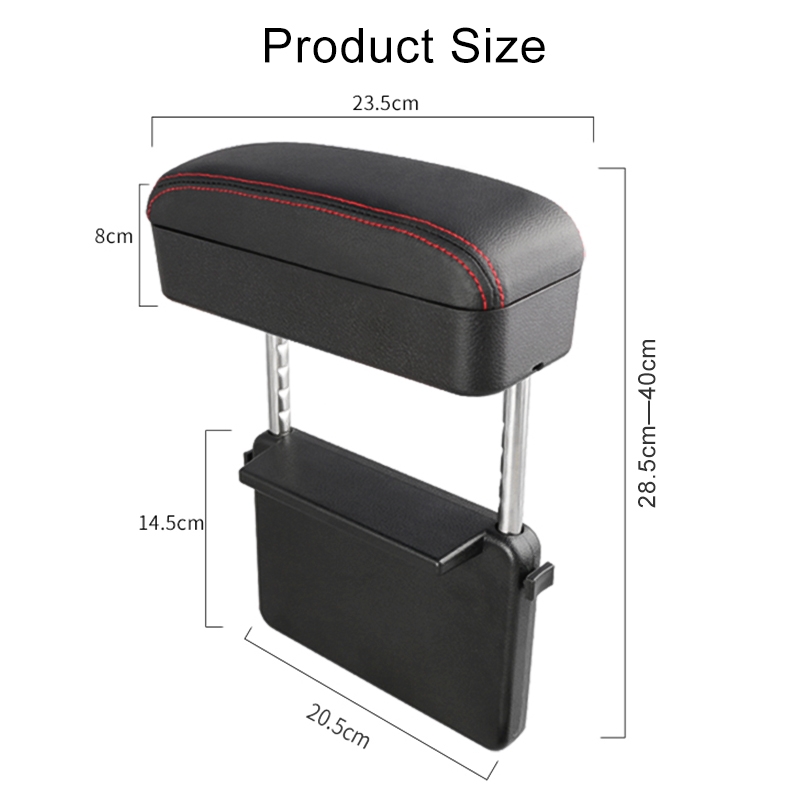 2 PCS Universal Car PU Leather Wrapped Armrest Box Cushion Car Armrest Box Mat with Storage Box (Black)