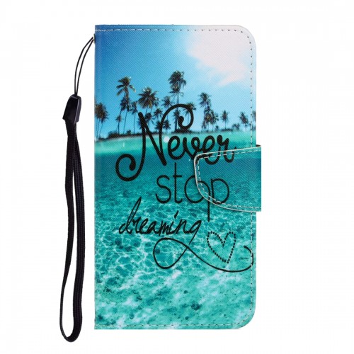 For Huawei Enjoy 7S 3D Colored Drawing Horizontal Flip PU Leather Case with Holder & Card Slots & Wallet (Blue Coconut Grove)