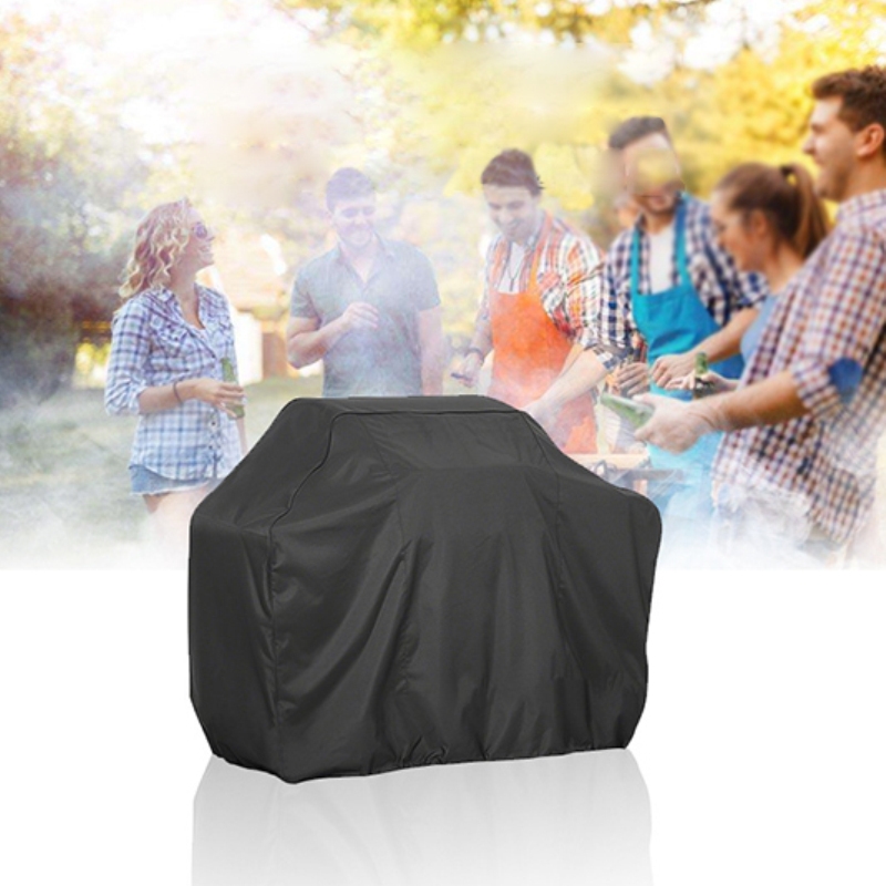 Outdoor Anti-UV Waterproof Dust-proof 210D Oxford Cloth BBQ Square Protective Bag Charcoal Barbeque Grill Cover, Size: 145x61x117cm (Black)