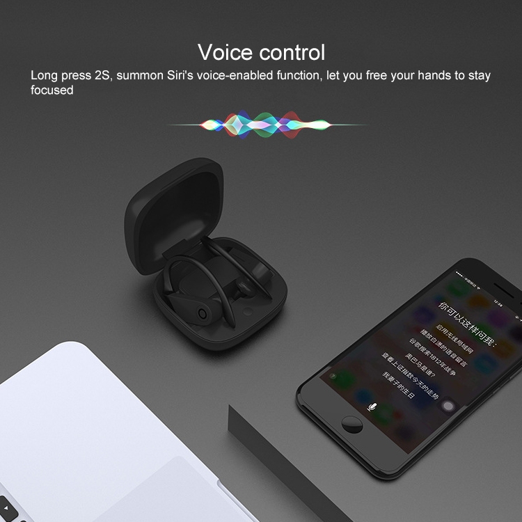 b10 TWS Bluetooth 5.0 Hanging Ear Wireless Bluetooth Sports Earphone with Magnetic Charging Box, Support Call & Siri & Charging Box Wireless Charging (Black)