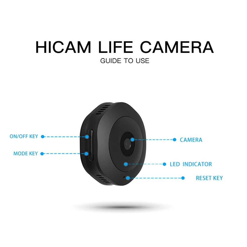 H6 Mini HD 1280x720P 120 Degree Wide Angle Wearable Smart Wireless WiFi Surveillance Camera, Support Infrared Night Vision & Motion Detection Recording & 15-25m Local Monitoring & Loop Recording & 64GB Micro SD (TF) Card (Black)
