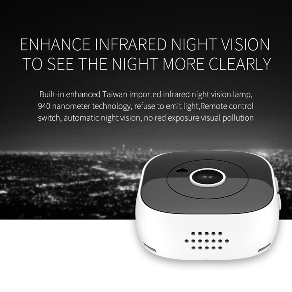 H9 Mini HD 1280x720P 120 Degree Wide Angle Wearable Smart Wireless WiFi Surveillance Camera, Support Infrared Night Vision & Motion Detection Recording & 10-20m Local Monitoring & Loop Recording & 64GB Micro SD (TF) Card (White)