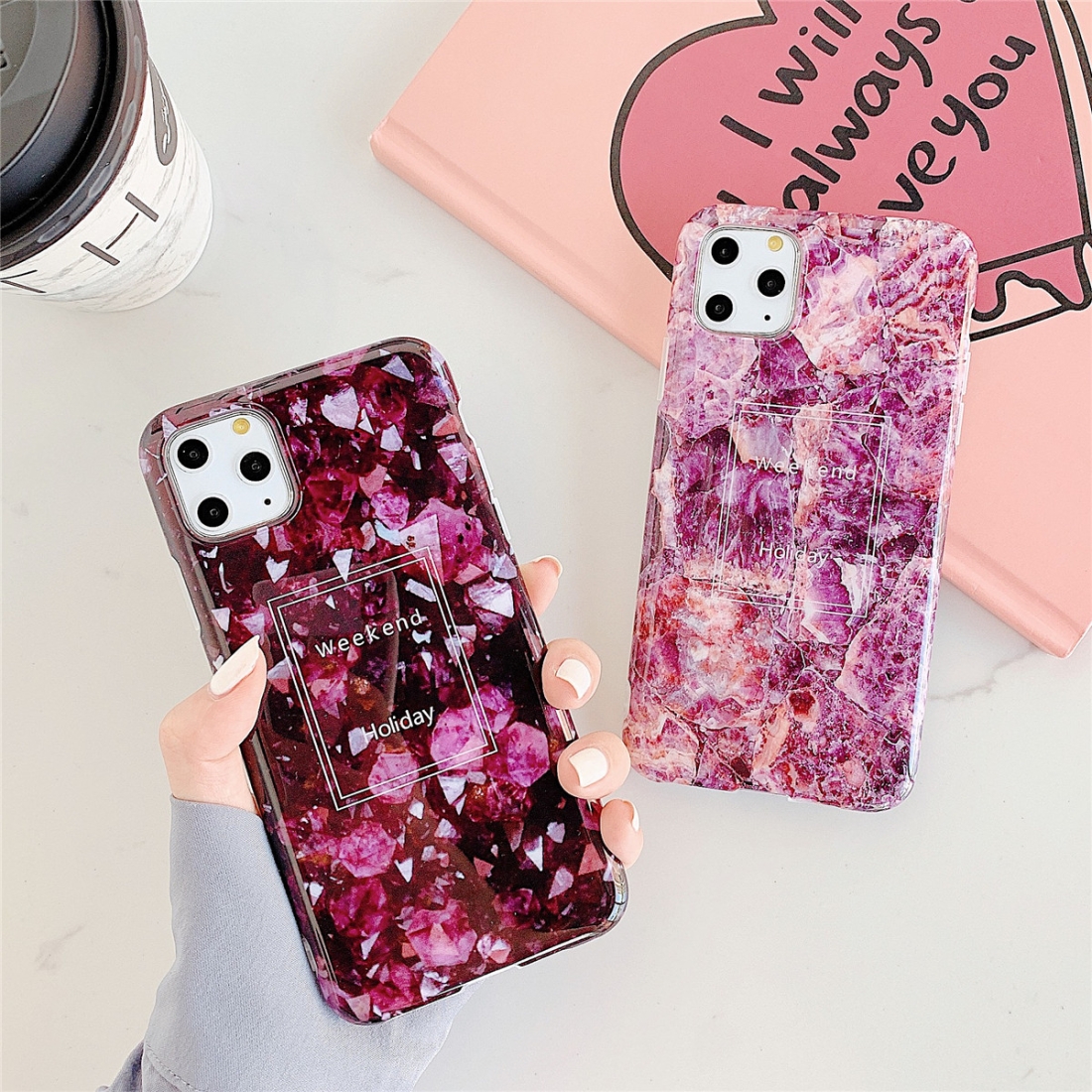 For iPhone 11 TPU Smooth Marbled IMD Mobile Phone Case (Snow White F6)