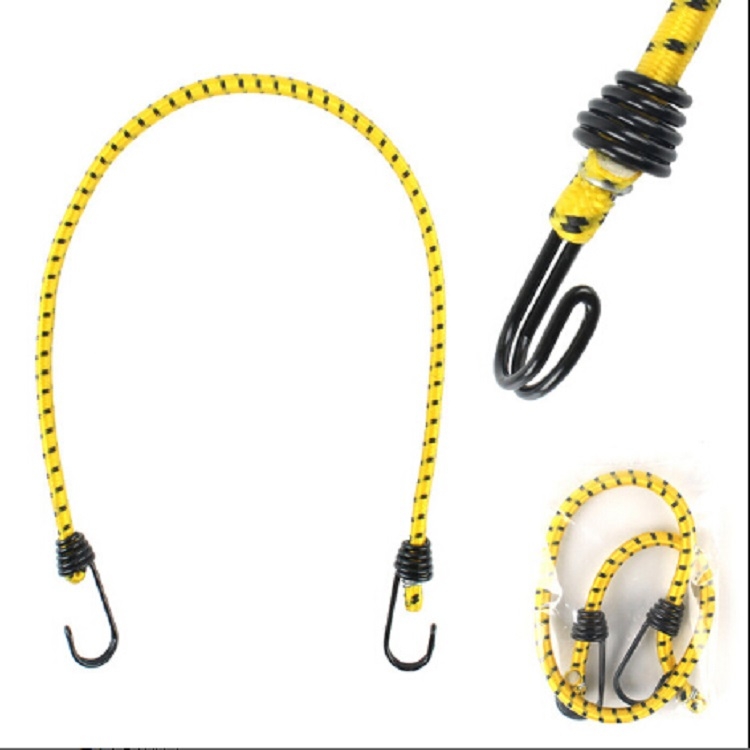 Outdoor Bundling Rope Elastic Tents Metal Buckle High Stretch Clothesline Camping Luggage Packing Hook (Double Hook Yellow)