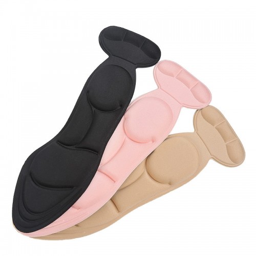 2 Pairs 8D Pad Inserts Heel Post Back Breathable Anti-slip for High Heel Shoe Insole (Round Apricot)