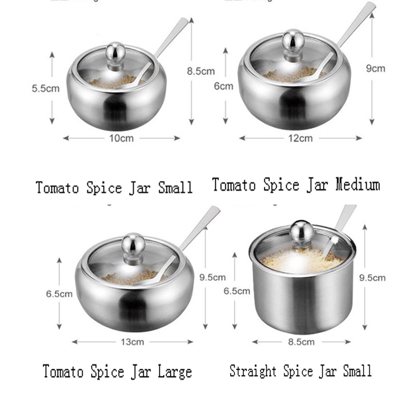 Stainless Steel Seasoning Jar Set Home Kitchen Seasoning Box Combination, Specification: Tomato Spice Jar Large