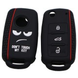 Do not Touch My Key Style Silicone Car Key Cover for Volkswagen Jetta Polo Passat Skoda Tiguan Golf (Black)