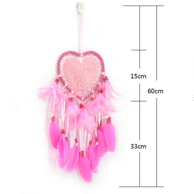 Creative Hand-Woven Crafts Dream Catcher Home Car Wall Hanging Decoration, Type: Without Light (Dark Pink)
