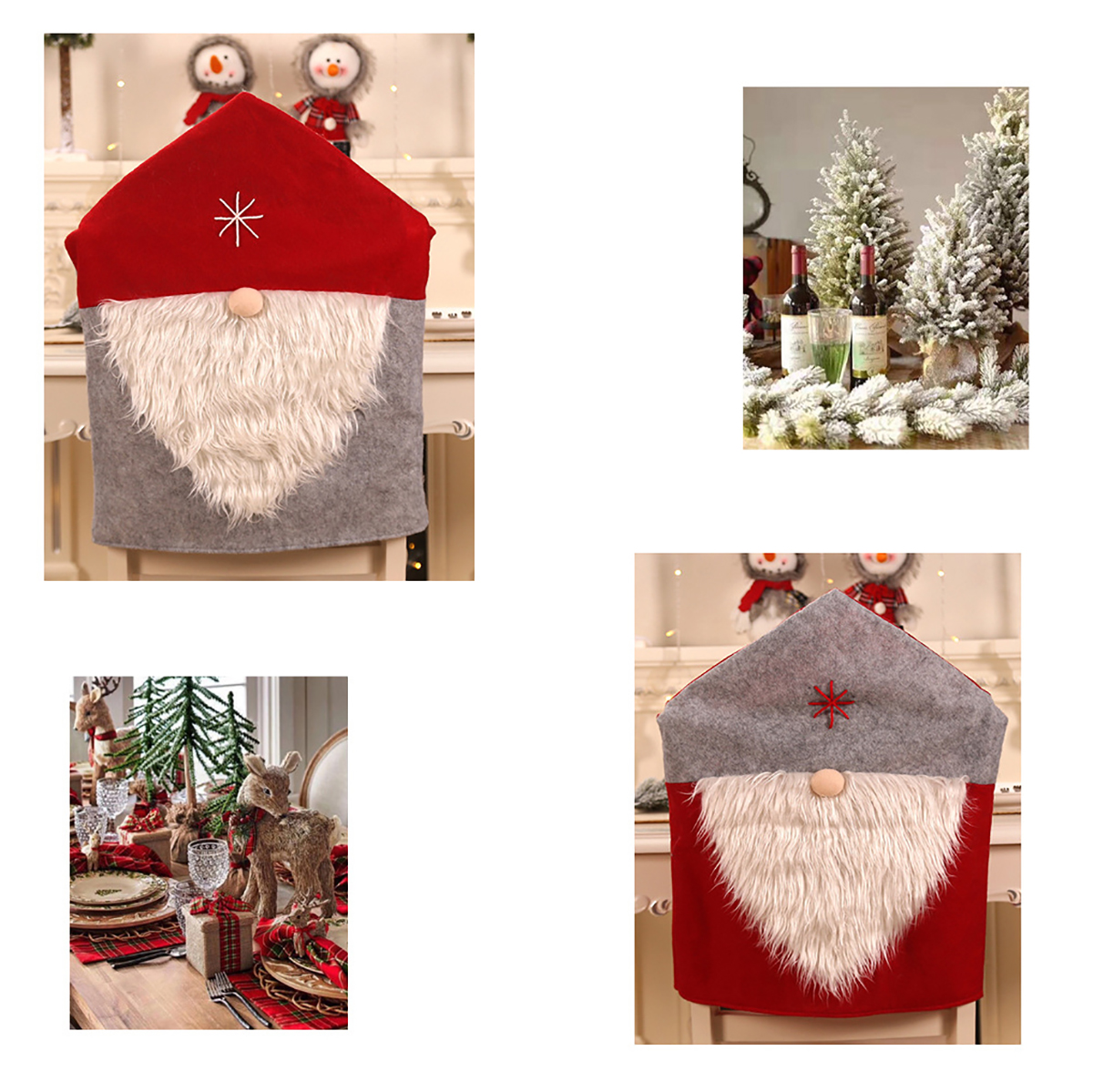 Happy New Year Merry Christmas Santa Claus Cap Table Chair Covers Red Hat Back Chair Covers Christmas Decorations for Home