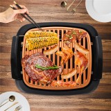 Smokeless Electric Roast BBQ Grill Indoor Grill Nonstick Pan & Portable Outdoor Barbecue Grill