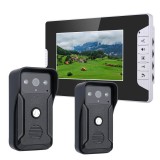 7 Inch Video Door Phone Doorbell Intercom Kit 2 Camera 1 Monitor Night Vision with 700TVL Camera