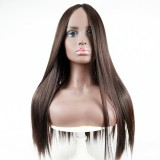 Centre-parted Long Straight Wig Headgear for Women (Dark Brown)