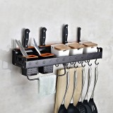 60cm 2 Cups Kitchen Multi-function Wall-mounted Storage Rack Holder (Black)