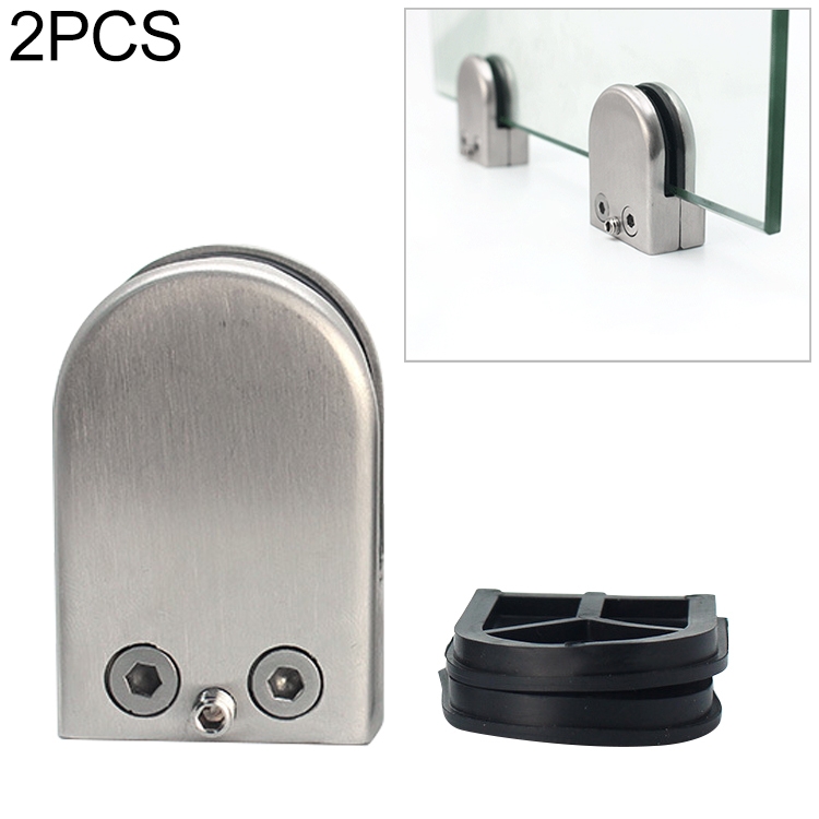 Furniture Fixing Accessories 2 PCS 12-16mm Concave Curved Bottom Matte Polished 304 Stainless Steel Fixed Clip Railing Glass Wood Layer Board Clamp Bracket 