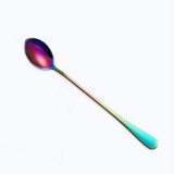 2 PCS Stainless Steel Rainbow Long Handled Coffee Scoops Cold Drink Stirring Spoon for Dessert Cake, Style: Sharp Spoon (Colorful)