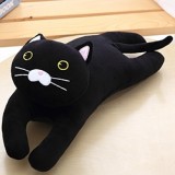 Elastic Plush C Shaped Animals Body Pillow Kids Bedding Pillow Sleeping Companion Pillow (Black cat)