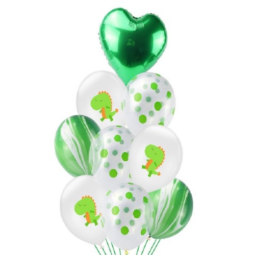 Birthday Party Dinosaur Latex Sequin Balloon Party Atmosphere Decoration Dinosaur Set, Style: Green Agate Bouquet Combination