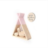 Wooden Tent Partition Rack Children Room Model Room Wall Decoration (Pink)
