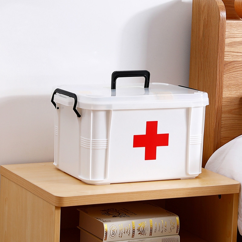 XL Family Medical Box Multi-layer Medical Emergency Medicine Storage Box Household Plastic Medicine Box (White)